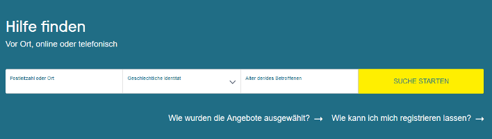 Screenshot der Suchfunktion.